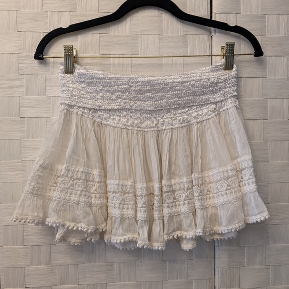 St. Tropez Cream Smocked Tiered Skirt with Embroidered Trim - Picture 6 of 10